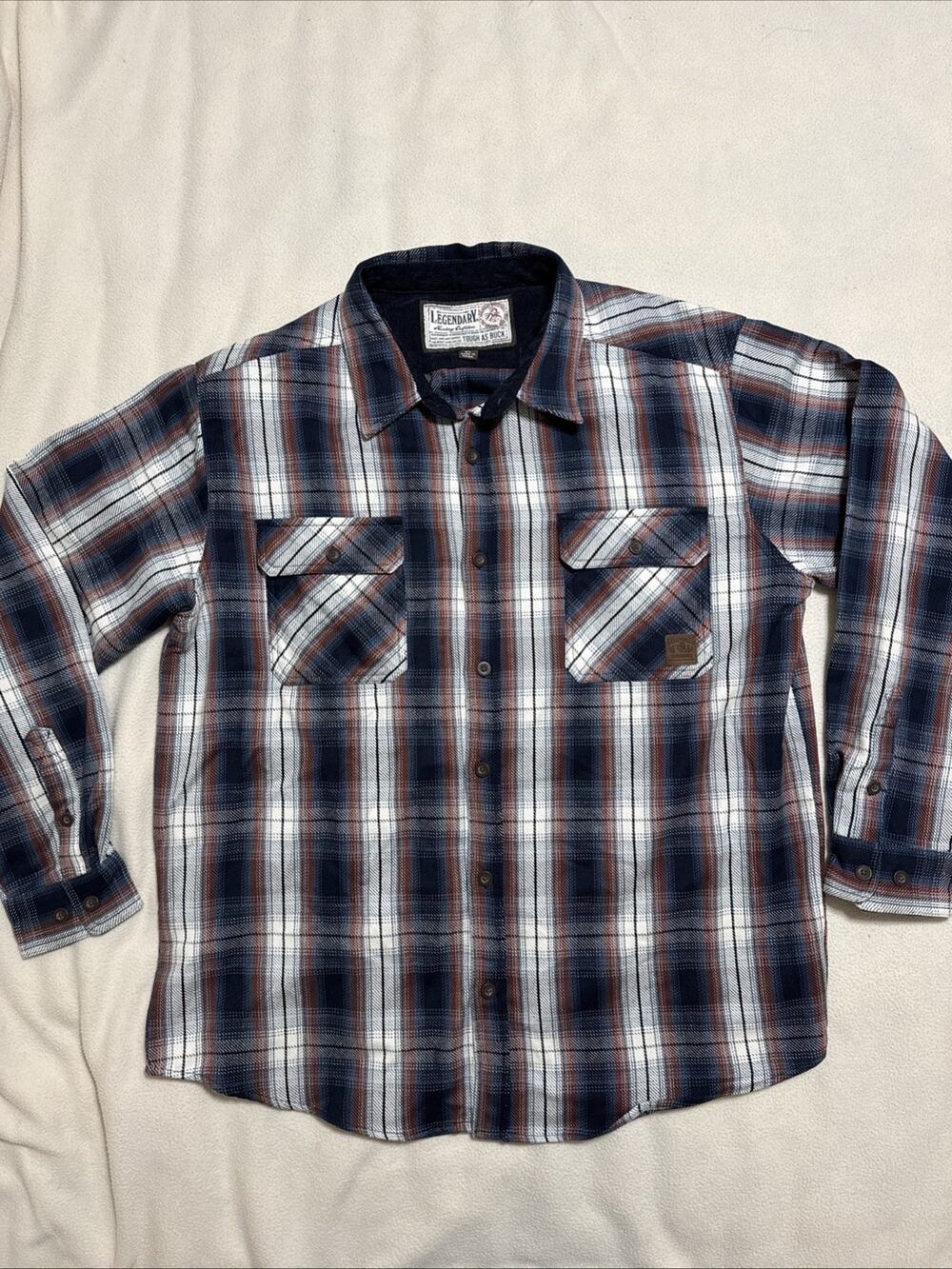 Legendary Hunting Outfitters Mens XLarge Flannel Plaid Long Sleeve Tough As Buck